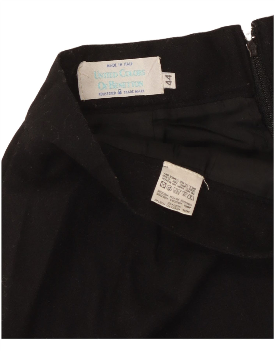 Gonna a tubino da donna Benetton IT 44 media W28 acetato nero