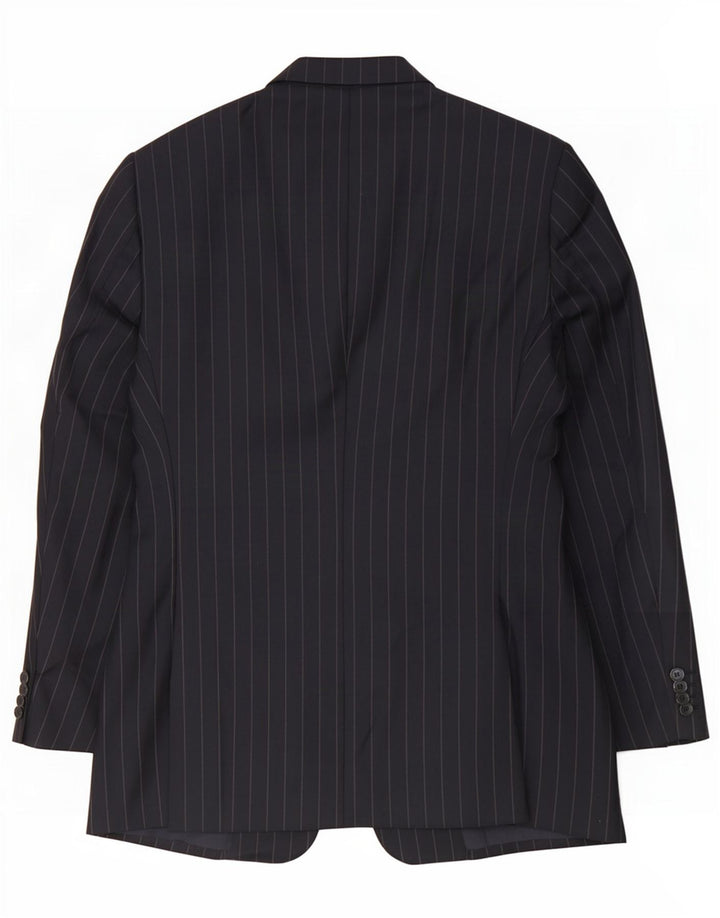 Armani Giacca blazer da uomo a 2 bottoni IT 50 Large in lana gessata blu navy