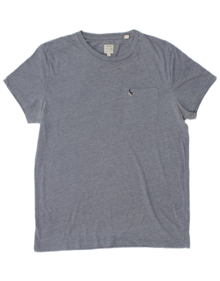 JACK WILLS T-shirt da uomo Top blu medio chiazzato
