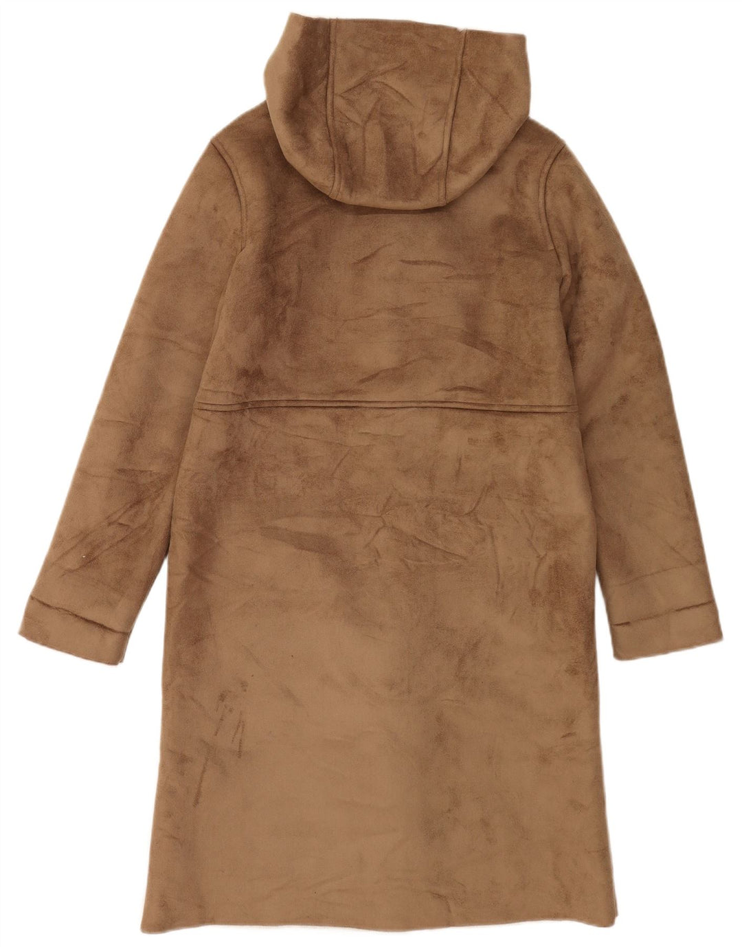 Cappotto vintage da donna in sherpa con cappuccio taglia 38 marrone medio