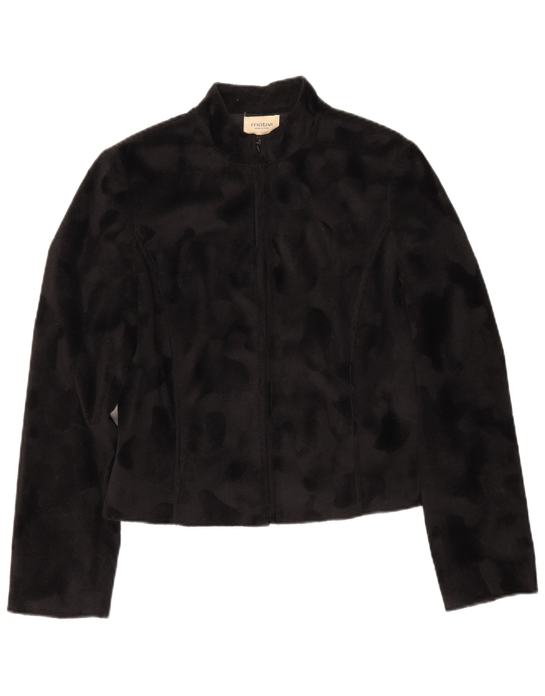 MOTIVI Giacca corta in pile da donna IT 44 Poliestere medio nero con stampa animalier