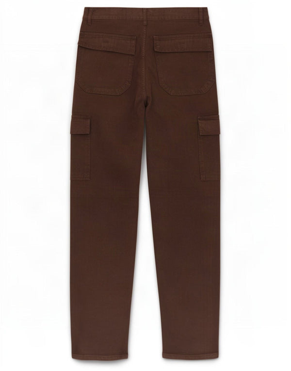 Pantaloni cargo dritti da uomo vintage W32 L32 in cotone marrone