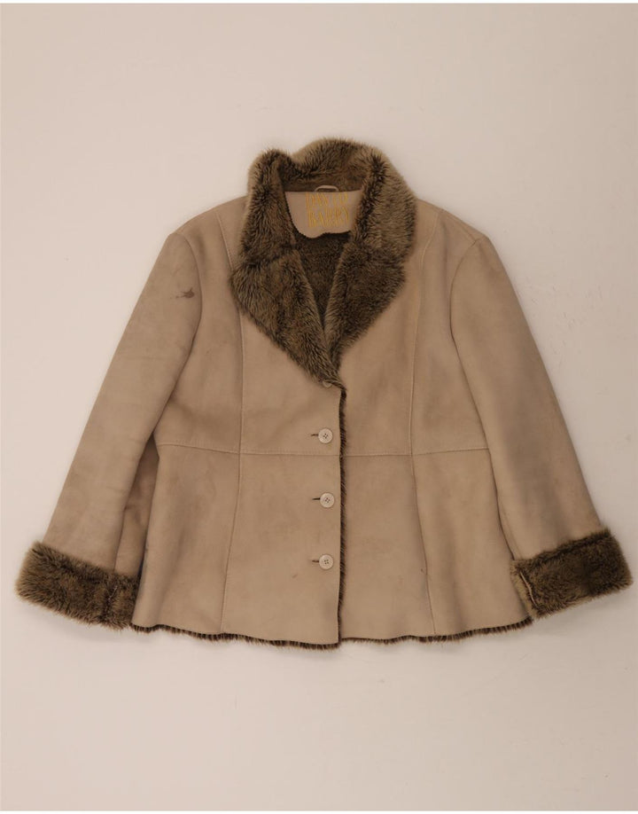 DAVID BARRY Womens Sherpa Jacket UK 20 2XL Beige Vintage David Barry and Second-Hand David Barry from Messina Hembry 