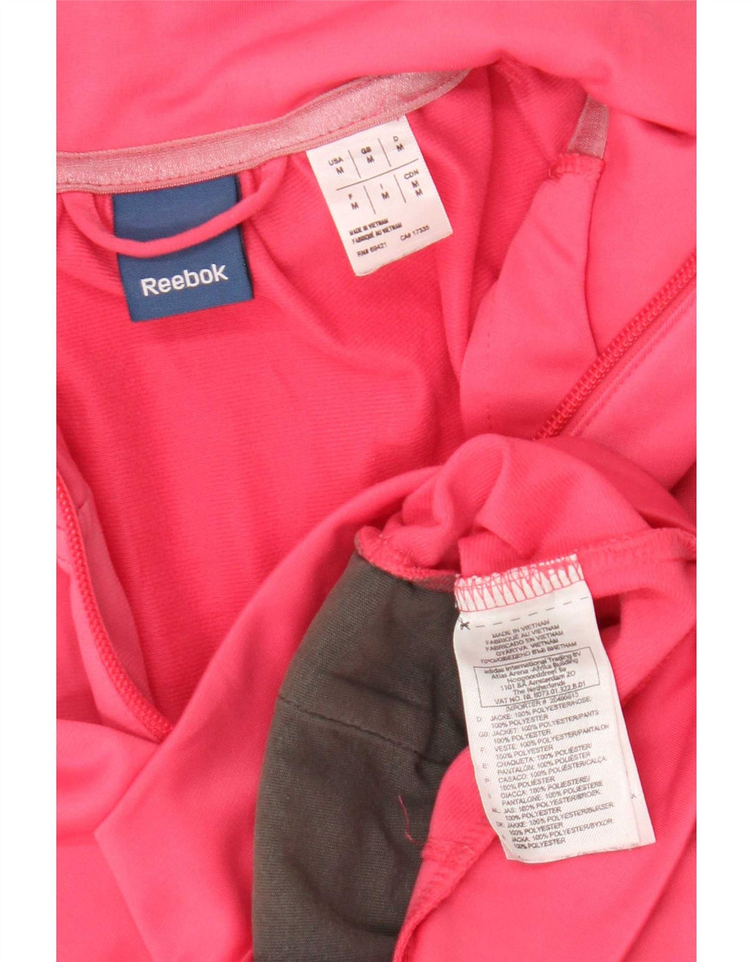 Giacca da tuta da donna Reebok UK 14 poliestere a righe rosa medio