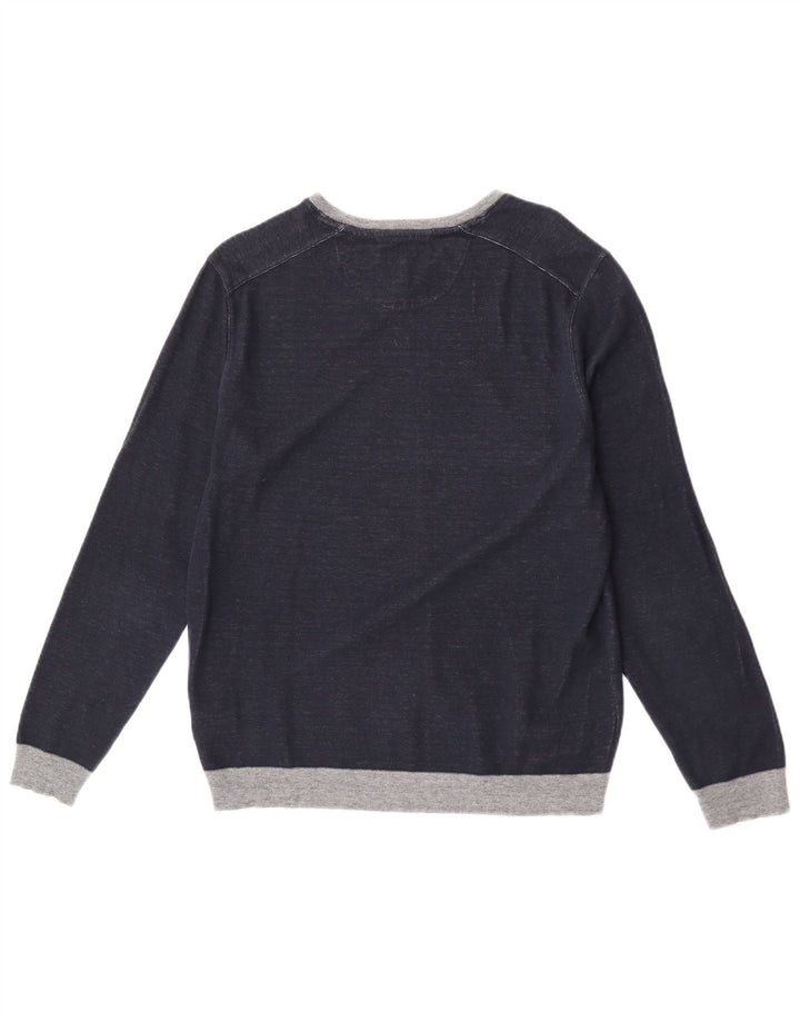Felpa da uomo Ted Baker, taglia 4, grande, in cotone color block blu navy