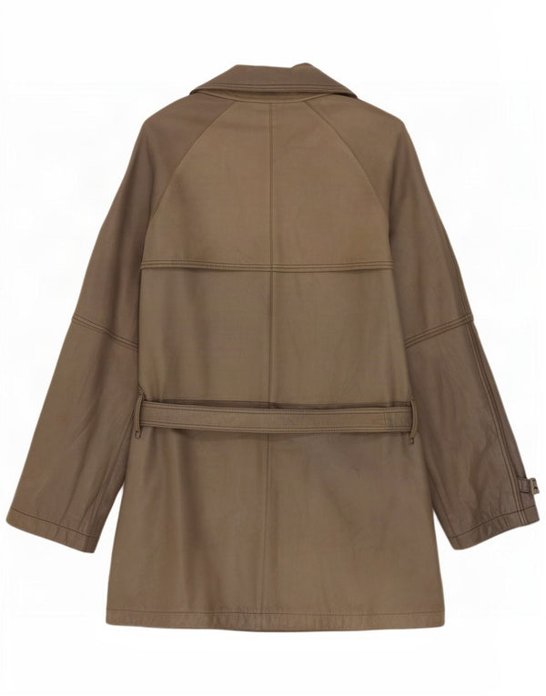 Cappotto in pelle doppiopetto vintage da uomo UK 40 grande classico grigio