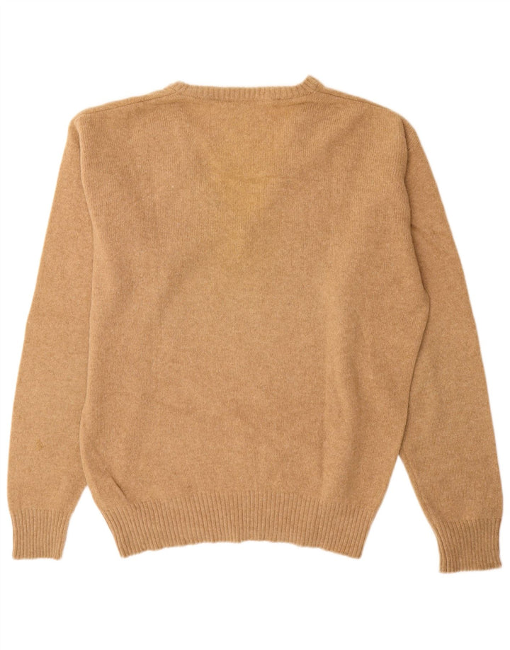 Maglione vintage da uomo con scollo a V IT 48 Lana beige medio
