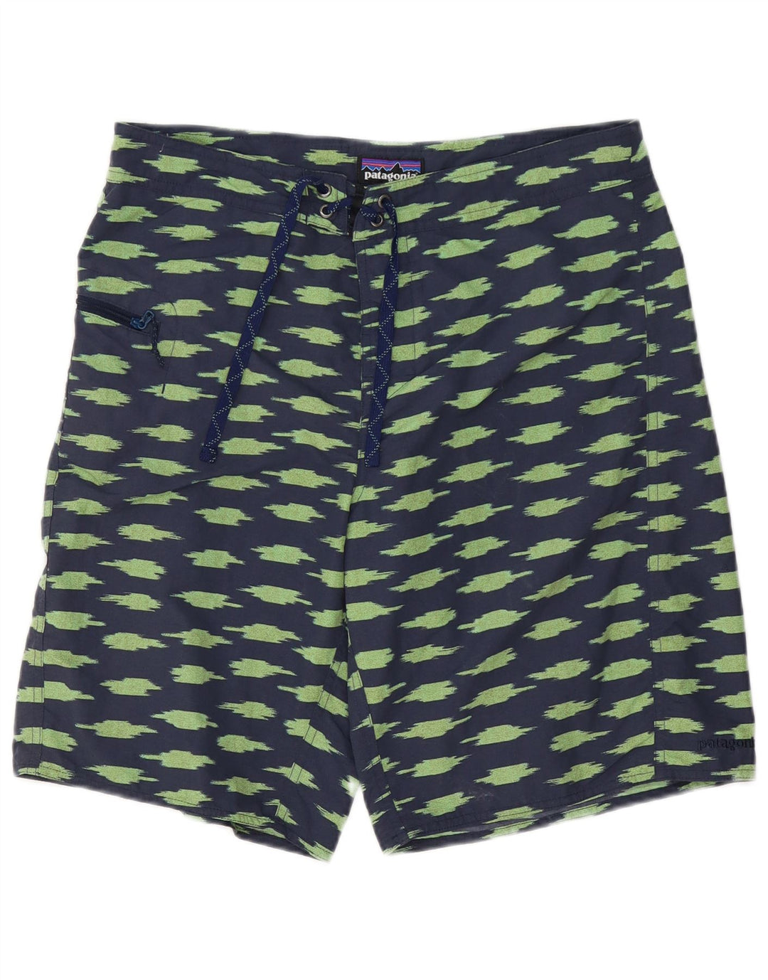 Patagonia Pantaloncini da bagno da uomo con motivo astratto, grandi in poliestere blu navy
