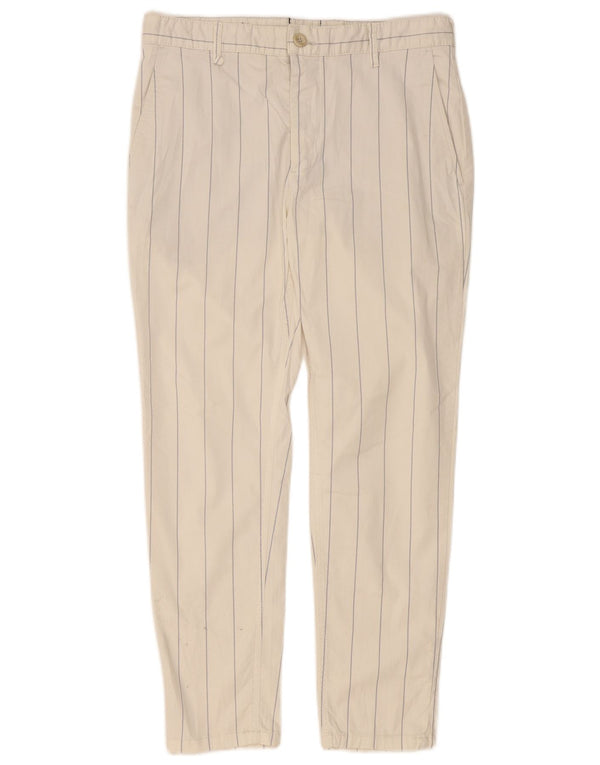 Pantaloni chino slim da uomo Zara EU 40 medio W31 L27 cotone a righe bianche