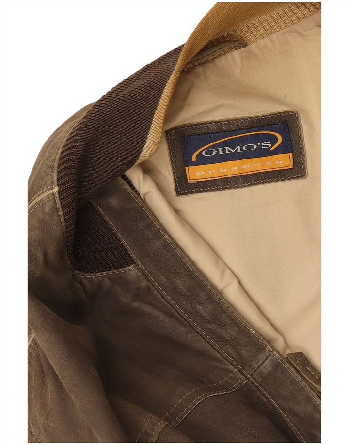 Giubbotto bomber in pelle da uomo Gimo UK 40 grande marrone