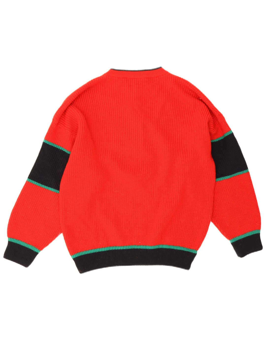 Maglione vintage da uomo girocollo IT 50 in lana color block rosso medio