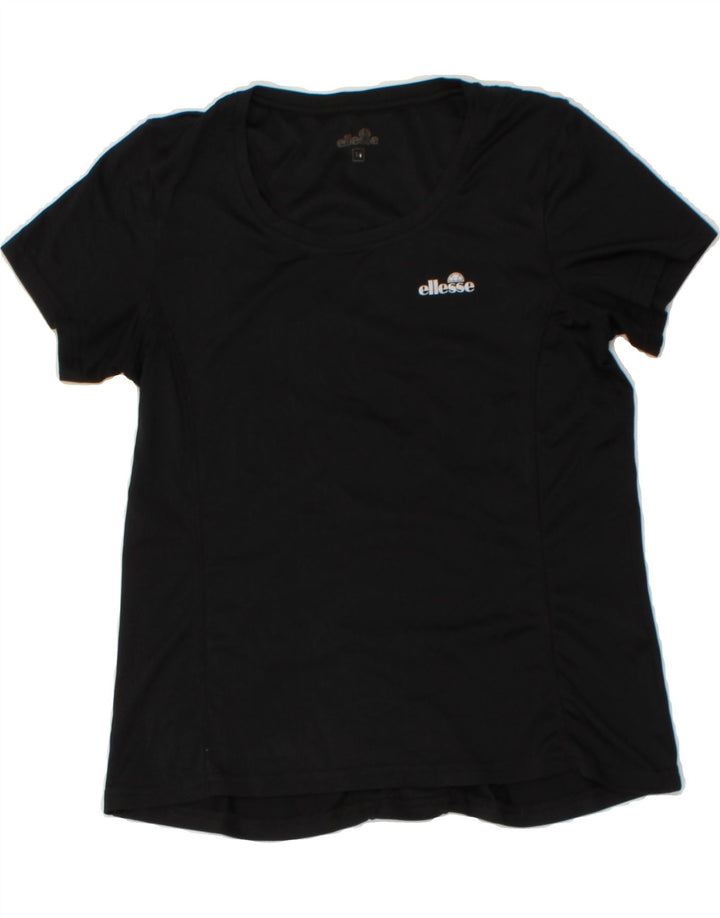 ELLESSE Womens T-Shirt Top UK 14 Medium Black Polyester Vintage Ellesse and Second-Hand Ellesse from Messina Hembry 