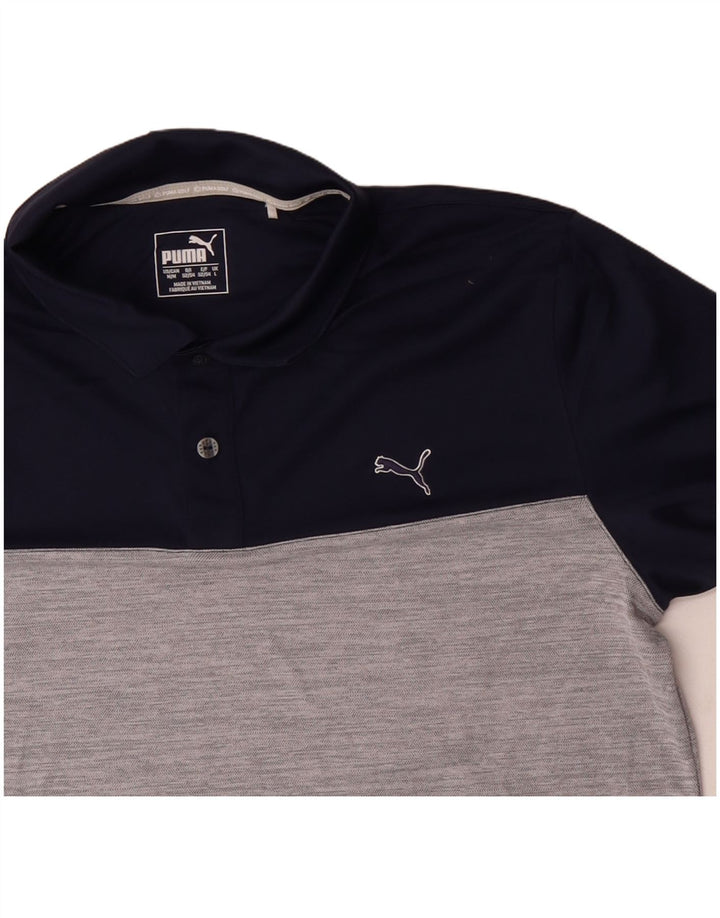 Polo PUMA da uomo grande in poliestere color block blu navy