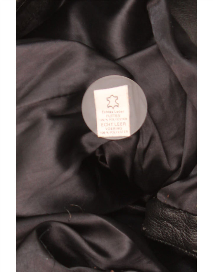 Giacca in pelle da motociclista vintage da uomo UK 38 in pelle nera media