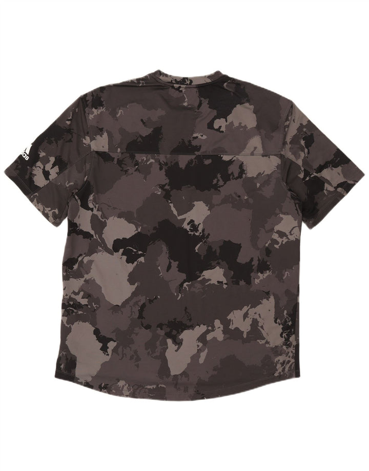 T-shirt da uomo Adidas Top 2XL poliestere mimetico grigio