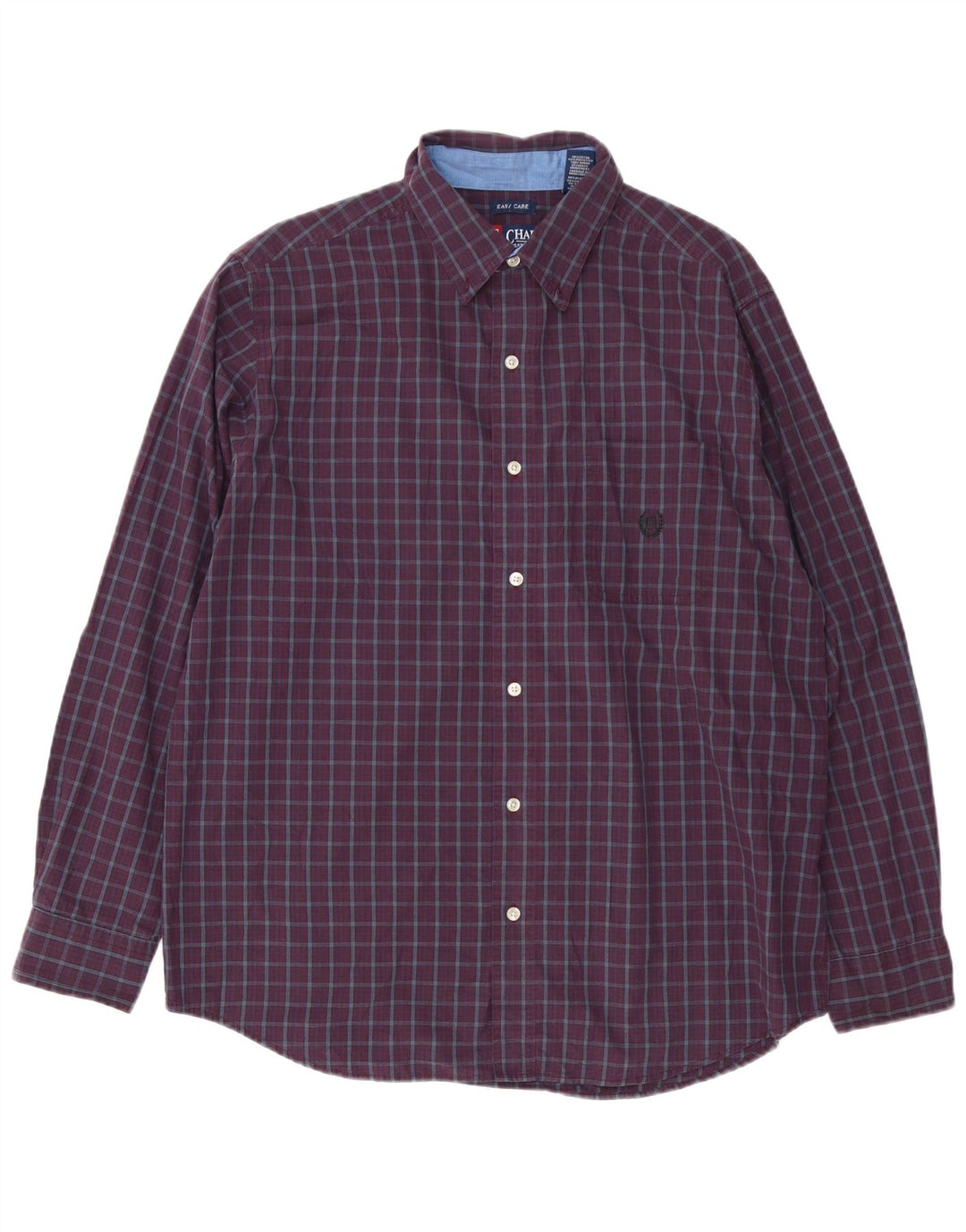Chaps Camicia da uomo Easy Care, grande, in cotone a quadri bordeaux