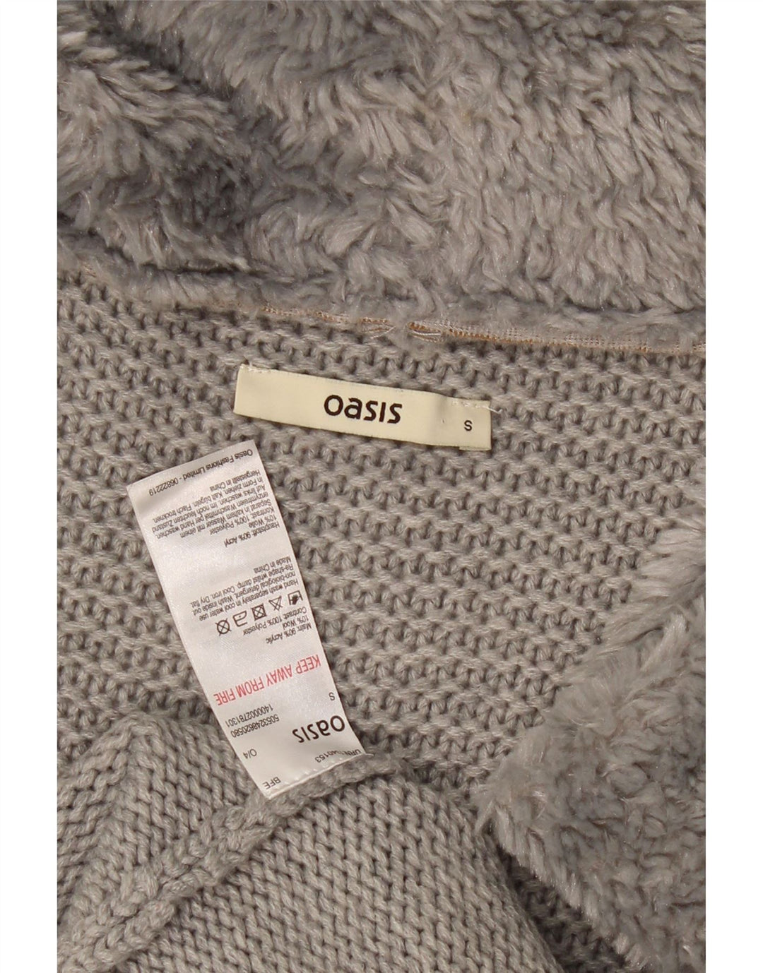 Maglione cardigan aperto asimmetrico da donna OASIS UK 10 piccolo acrilico grigio