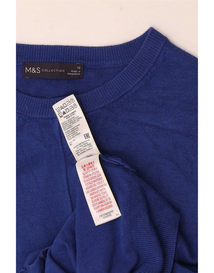 Maglione cardigan corto da donna Marks & Spencer UK 12 Viscosa blu medio