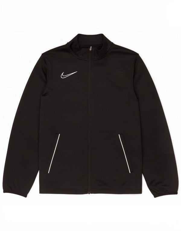 Nike Boys Dri Fit Tracksuit Top Jacket 12-13 Years Large Black Polyester