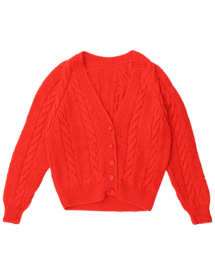 Maglione cardigan da donna vintage UK 14 rosso medio