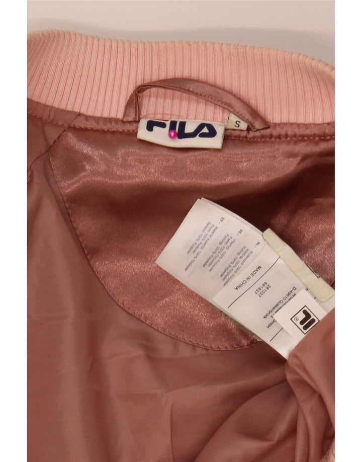 Giacca bomber oversize con grafica da donna Fila UK 10 Small Rosa Poliestere