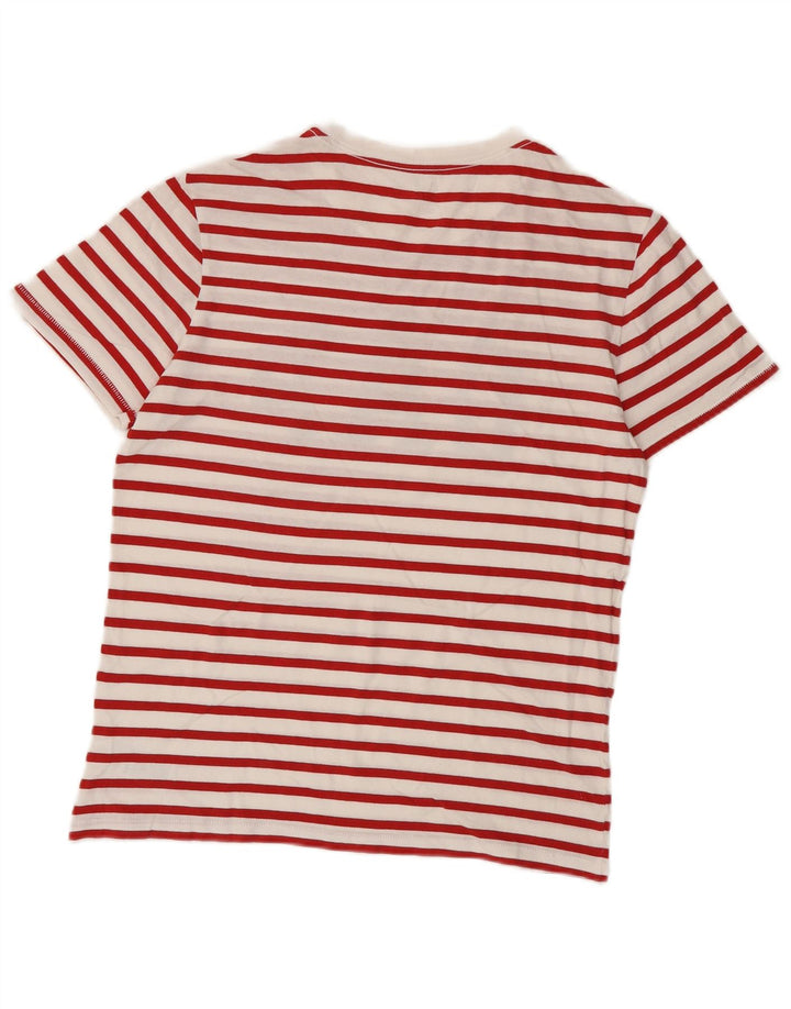 Gap T-shirt grafica da donna Top UK 14 Cotone a righe rosse medie