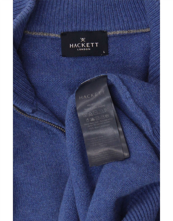 Maglione da uomo Hackett con zip e collo grande in lana blu