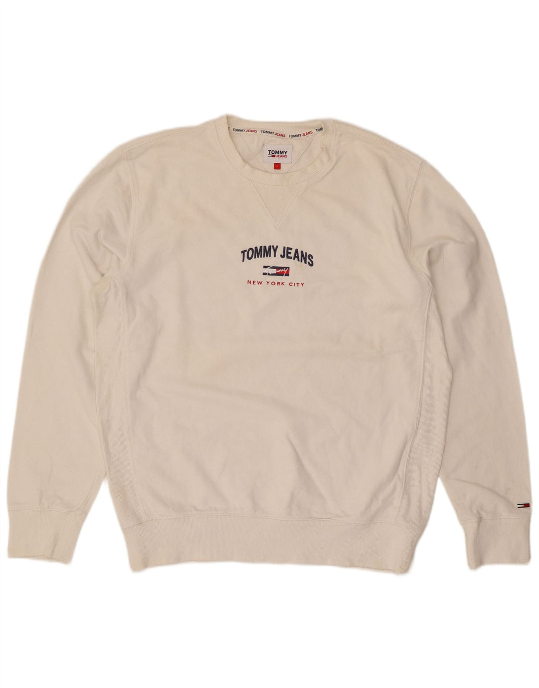 Tommy Hilfiger Uomo Graphic Regular Fit Felpa Maglione Large Bianco
