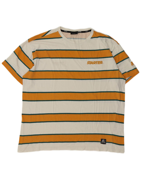 T-shirt da uomo Starter Top XL in cotone a righe bianche