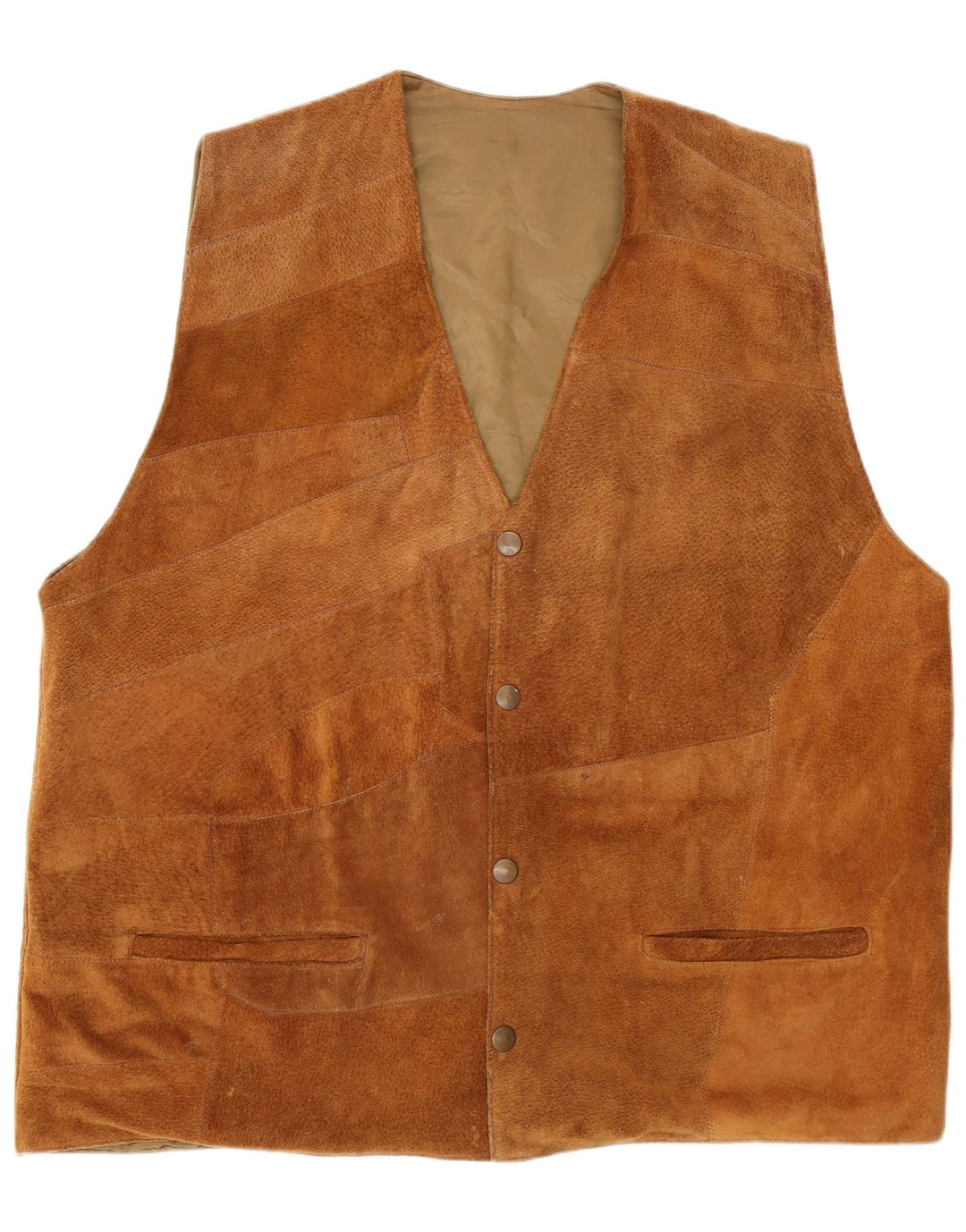 Gilet vintage da uomo in pelle scamosciata XL marrone