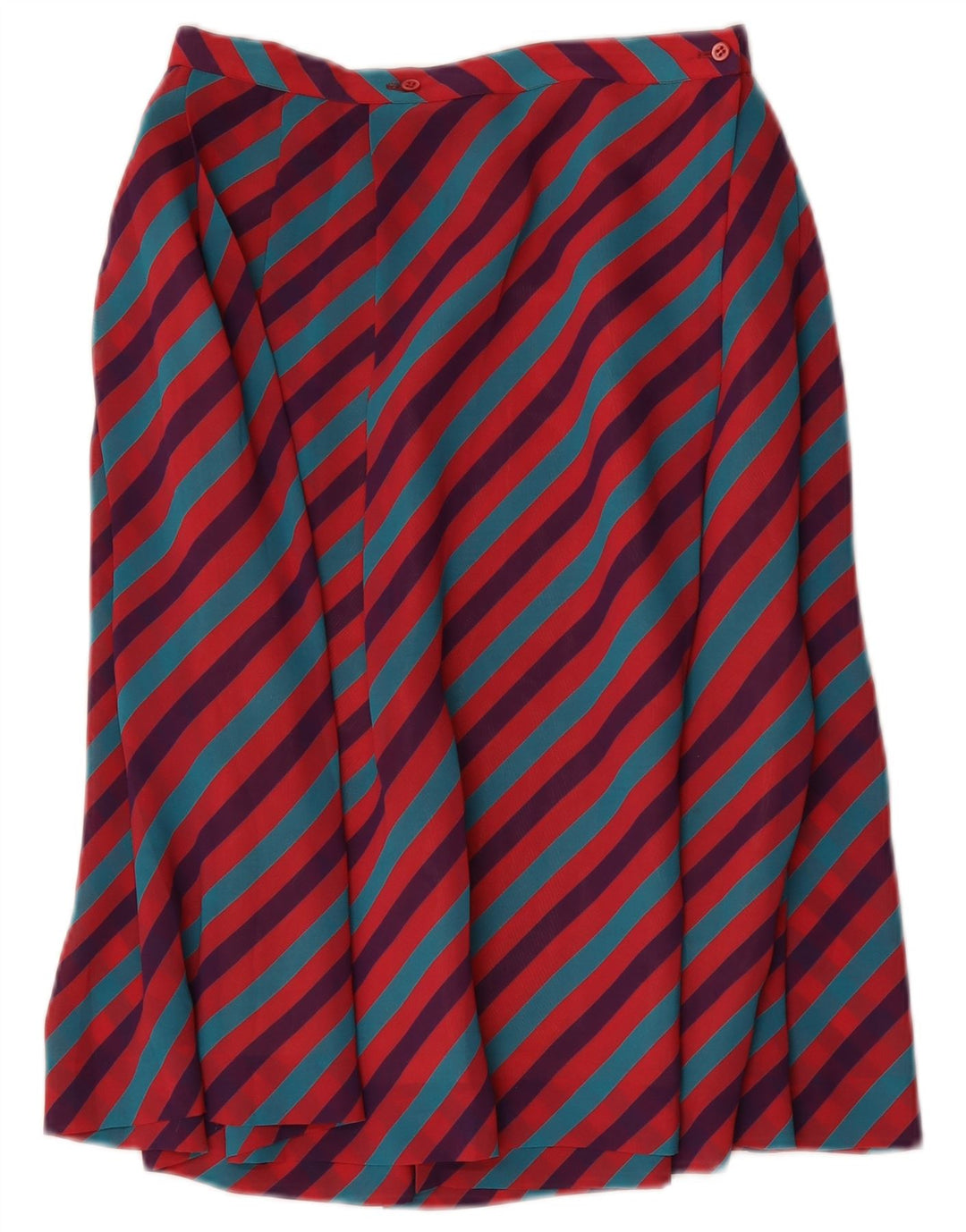 Gonna svasata da donna vintage IT 46 grande W28 poliestere a righe multicolore