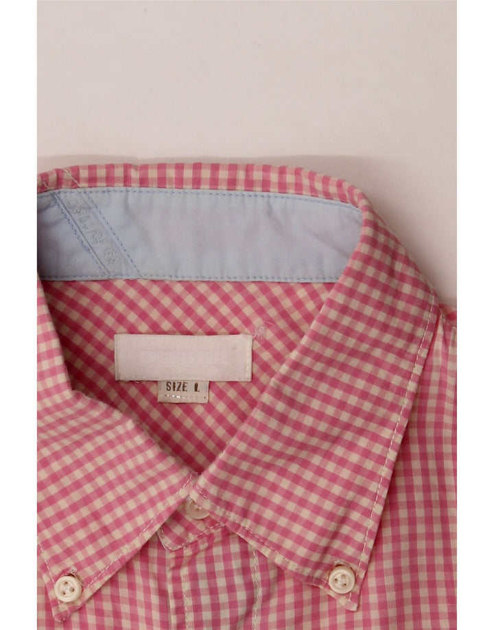 DIESEL Mens Short Sleeve Shirt Large Pink Gingham Cotton Vintage Diesel and Second-Hand Diesel from Messina Hembry 
