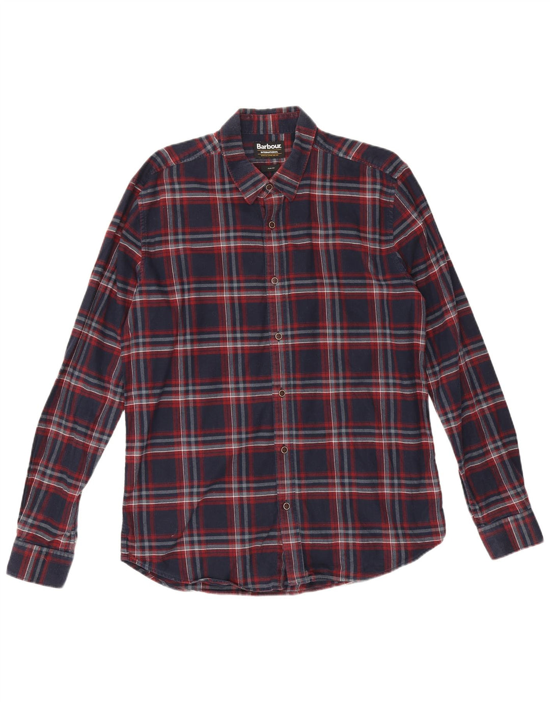 Camicia Barbour da uomo in flanella slim fit, cotone a quadri blu navy di grandi dimensioni