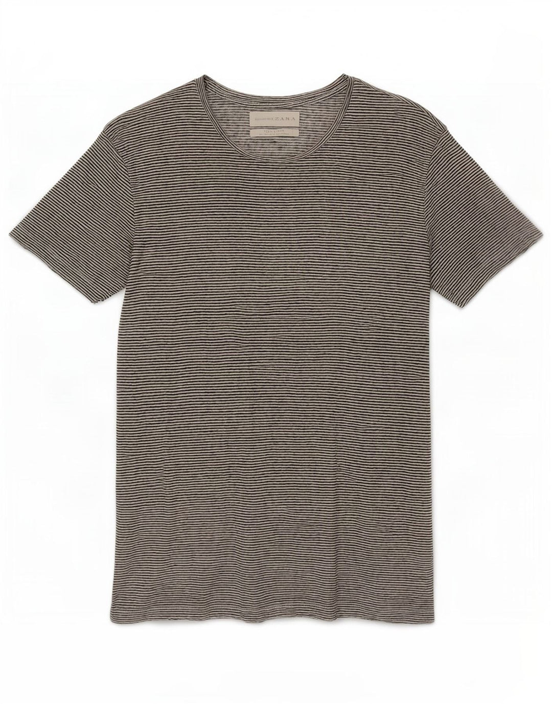 T-shirt Zara da uomo Top piccola in lino a righe bianche