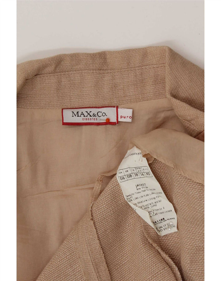 Max & Co. Giacca blazer a 3 bottoni da donna UK 8 piccola in lino rosa