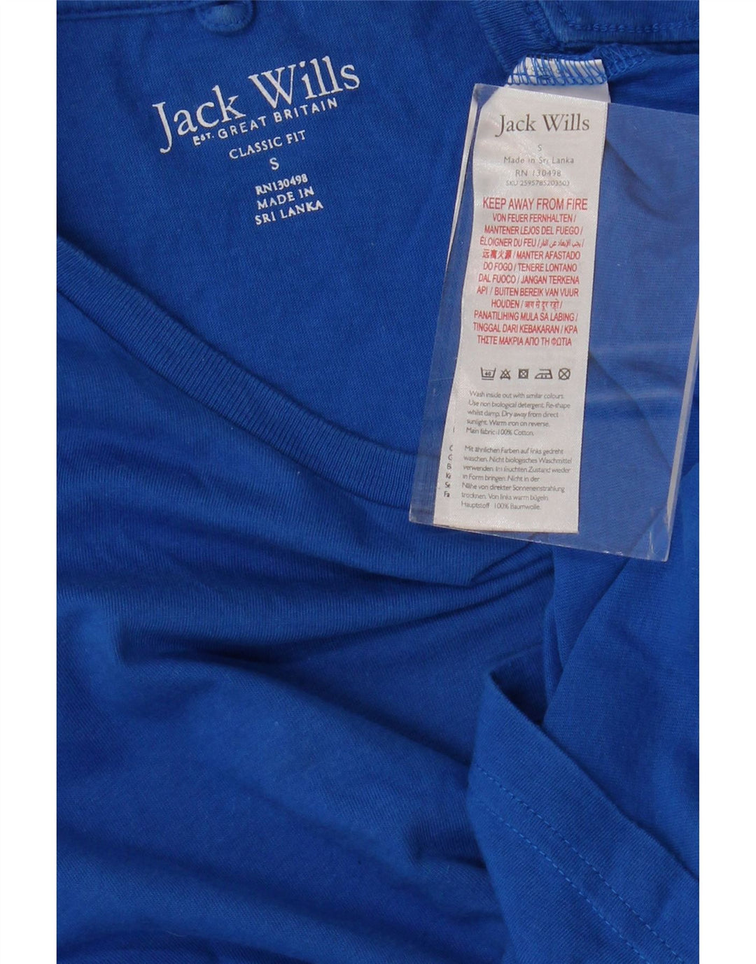 JACK WILLS T-shirt da uomo dalla vestibilità classica, piccola, in cotone blu
