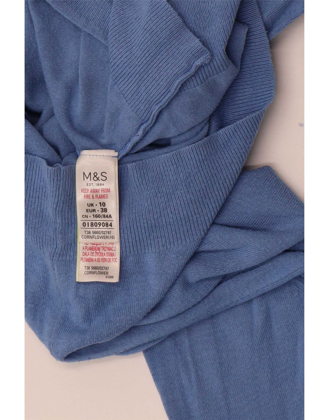 Maglione cardigan corto da donna Marks & Spencer UK 10 piccolo viscosa blu