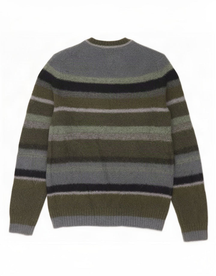 Maglione maglione girocollo da uomo Marks & Spencer a righe medie color kaki