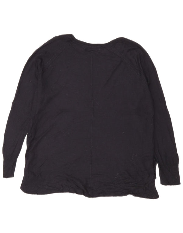 Maglione Zara da donna con scollo a barca UK 16 Large in viscosa blu navy