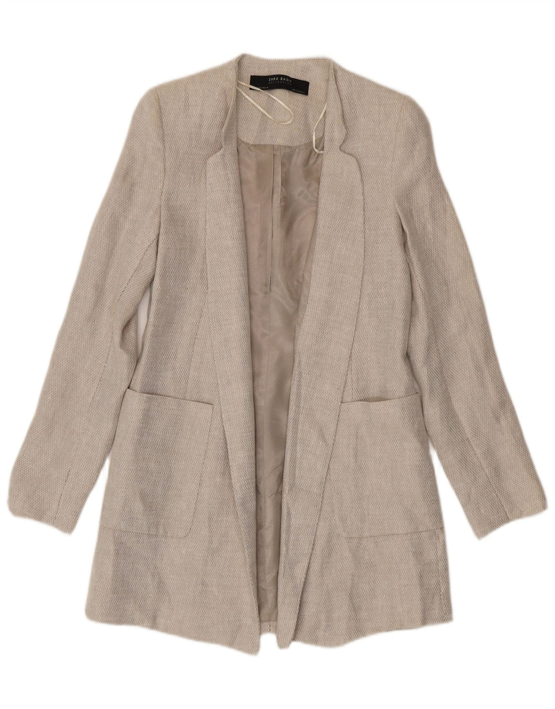 Soprabito aperto da donna Zara UK 10 piccolo lino beige