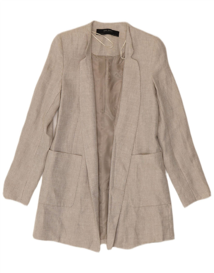 Soprabito aperto da donna Zara UK 10 piccolo lino beige