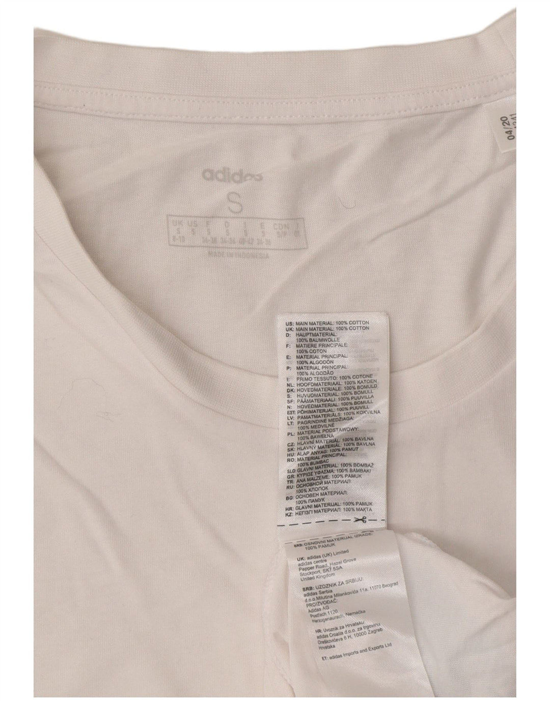 T-shirt grafica da donna ADIDAS Top UK 8/10 piccola in cotone bianco