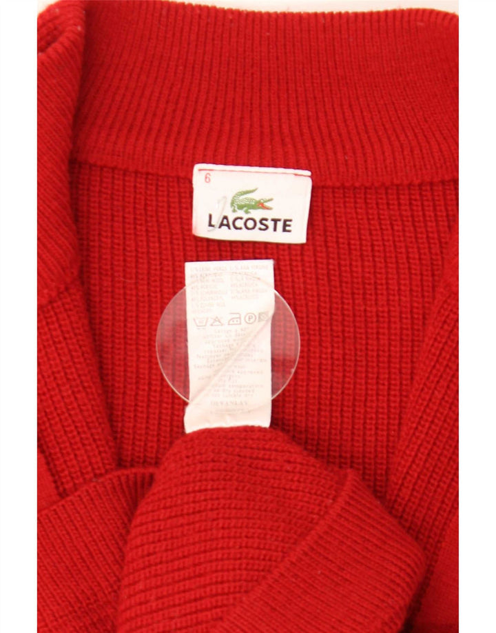 Maglione cardigan da uomo Lacoste taglia 6 XL lana rossa