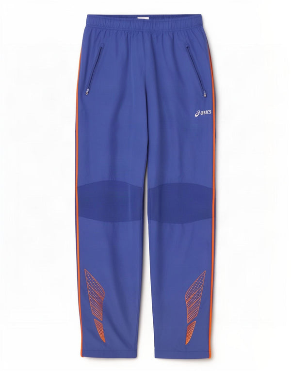Pantaloni da tuta con grafica Asics da uomo, grandi, in poliestere color block blu