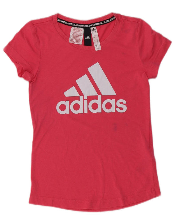 Maglietta grafica Adidas per bambina 9-10 anni in cotone rosa
