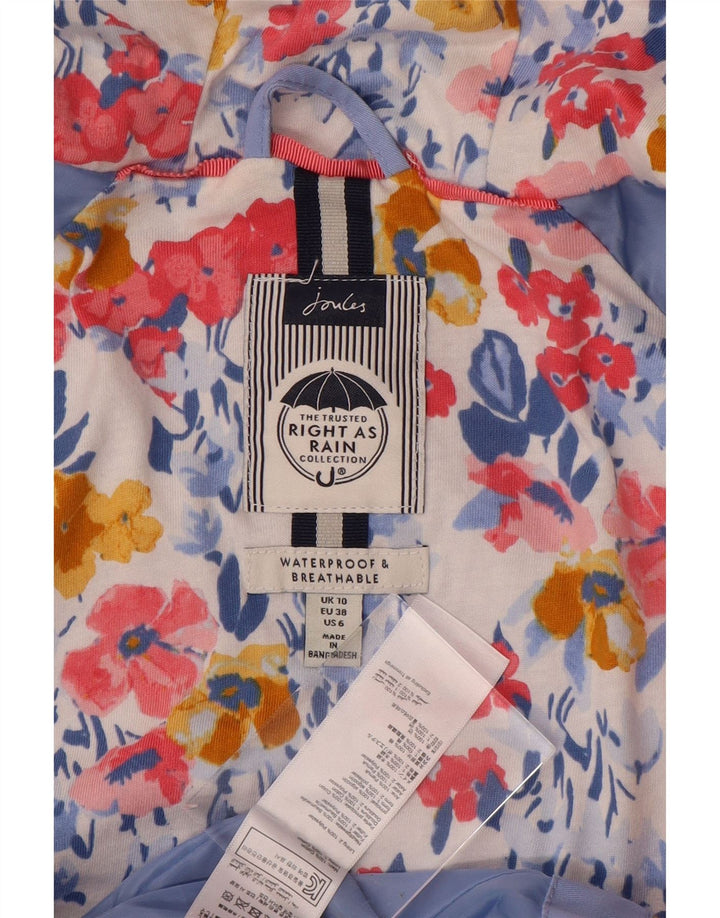 JOULES Womens Oversized Hooded Rain Jacket UK 10 Small  Blue Cotton