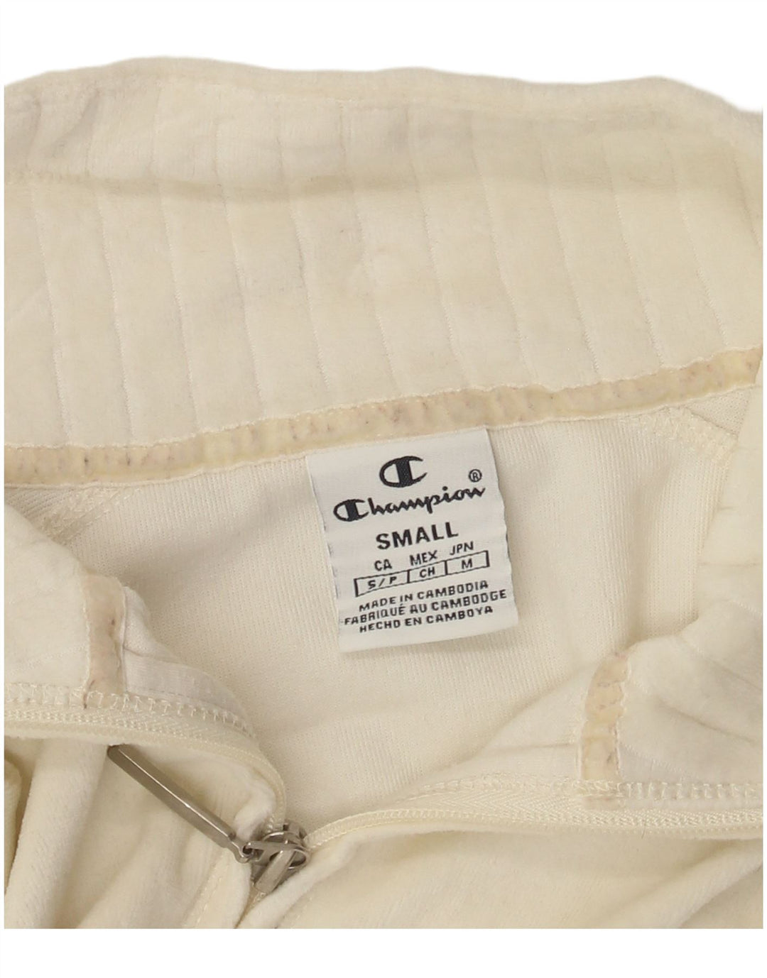 CHAMPION Giacca corta da tuta da donna UK 10 piccola bianco sporco