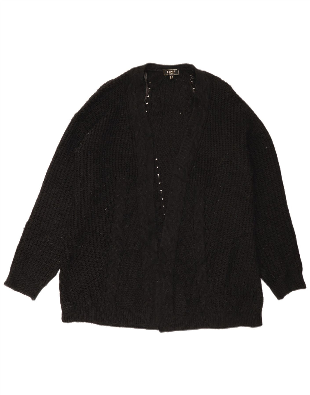 Maglione cardigan aperto lungo da donna Lipsy UK 12 medio nero
