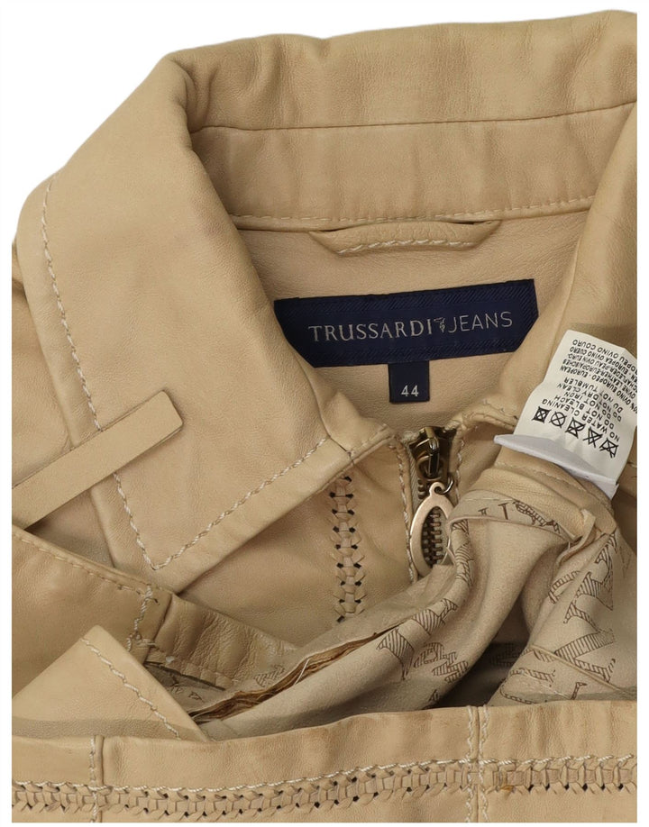 Giubbotto Donna in Pelle Crop TRUSSARDI JEANS IT 44 Pelle Beige Medio