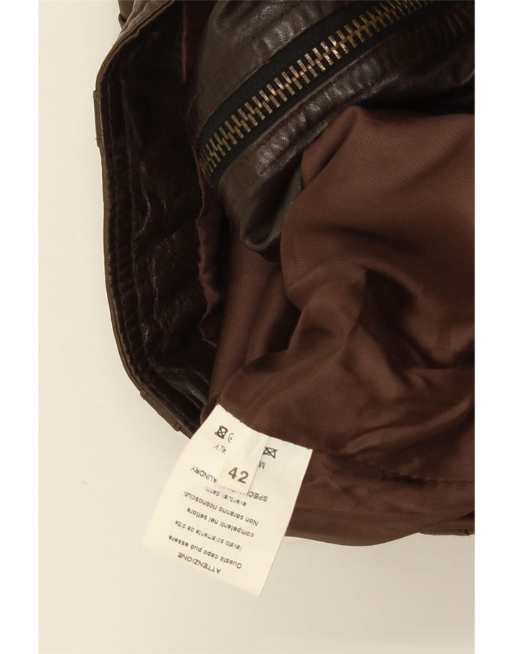 Giacca in pelle da donna vintage IT 42 in pelle marrone medio